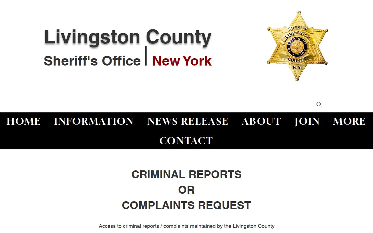 Livingston County Sheriff FOIL overview for booking-record requests