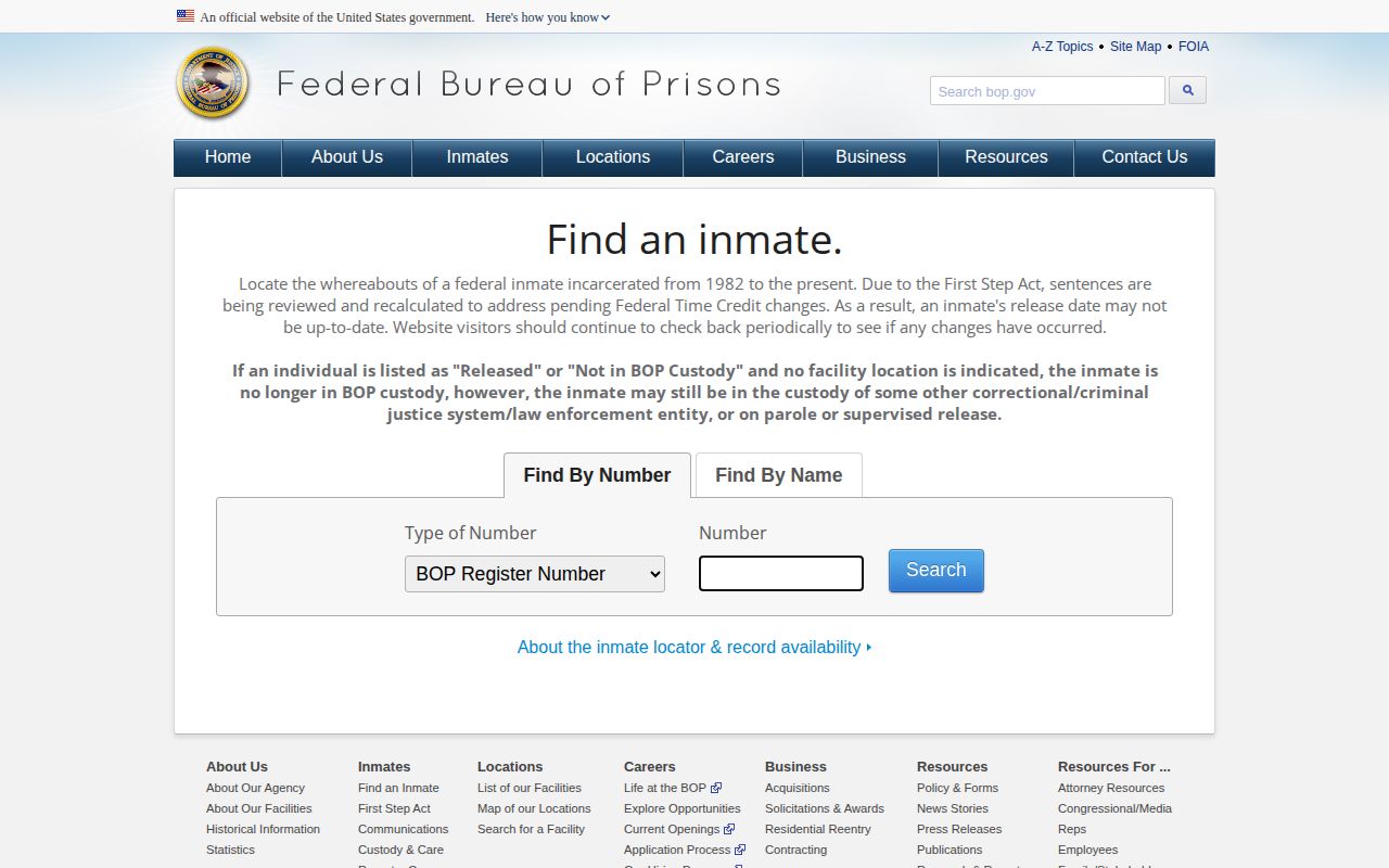 Federal BOP locator for a Livingston County custody-record distinction