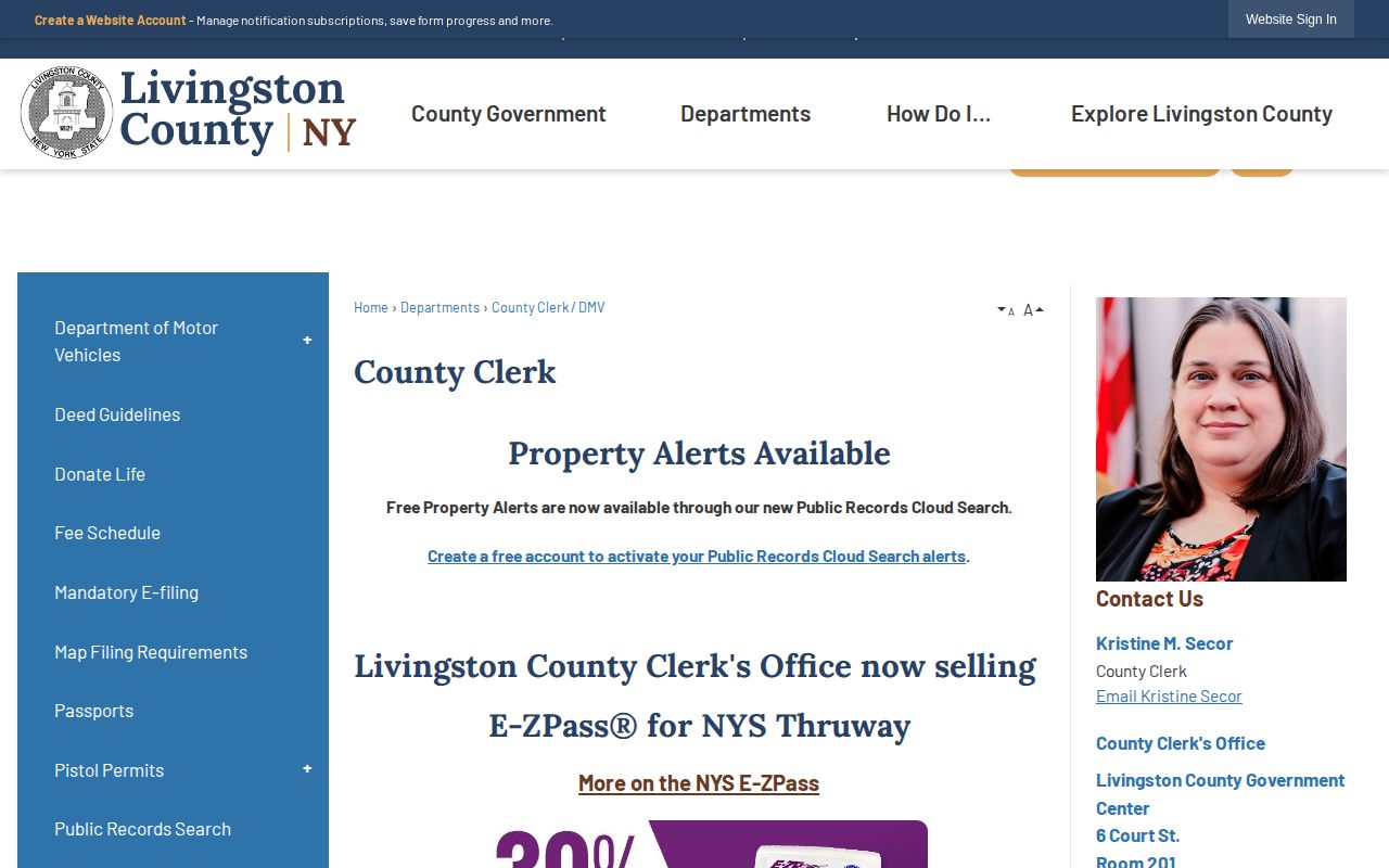 Livingston County Clerk court-record information for warrant and criminal-action questions
